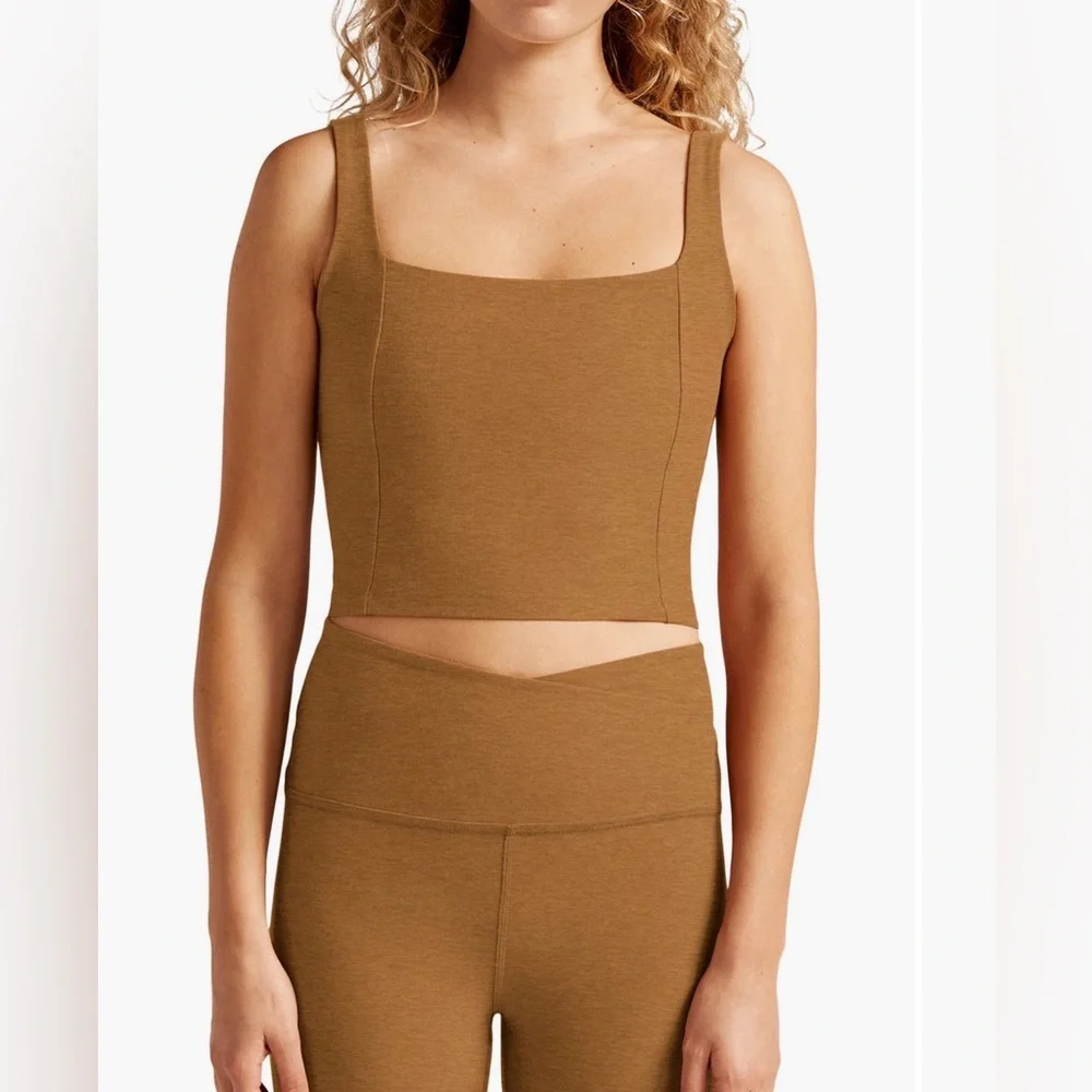 Beyond Yoga Spacedye Caramel Toffee Heather Impress Tank. Size S - Picture 2 of 7